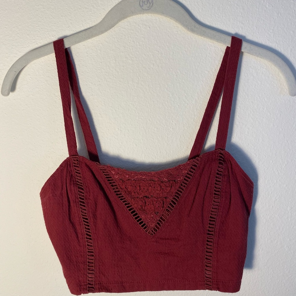 Red embroidered Crop Top